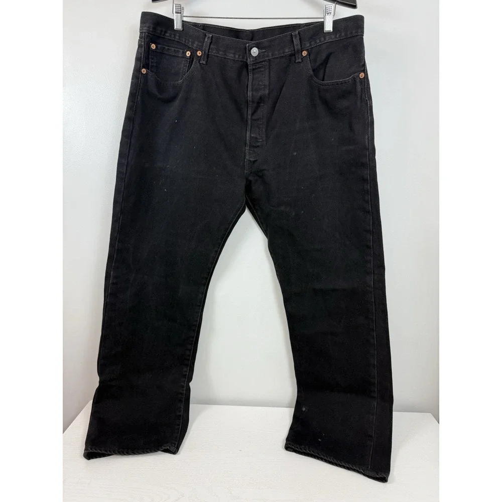 Levi's 501 Men Jeans 40X30 Black Denim Original Fit Straight Leg Button Fly READ